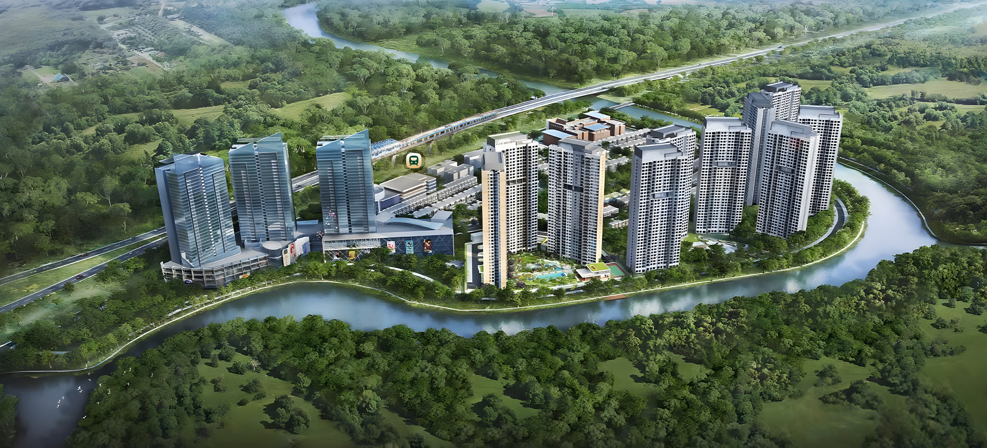Phối cảnh tổng thể Palm City nhìn từ trên cao