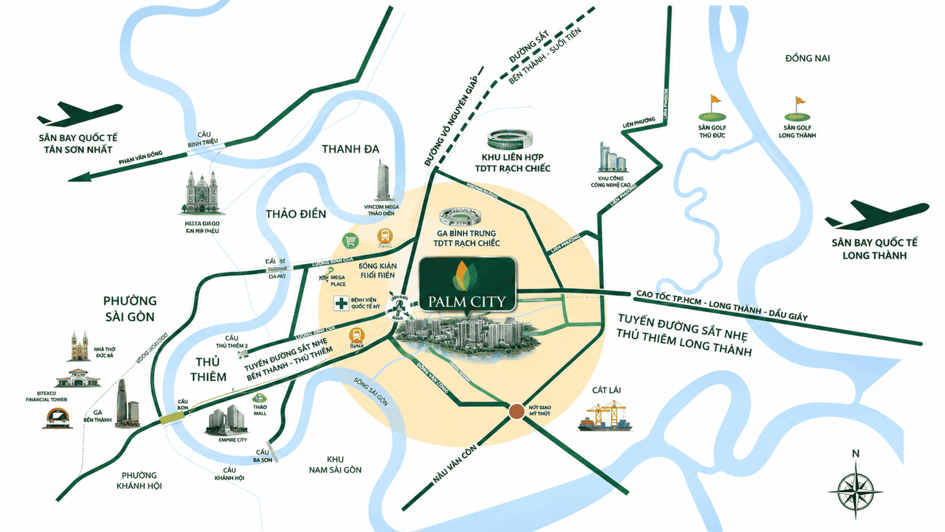 Bản đồ vị trí kết nối Palm City